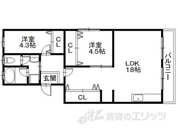 アクシスKAWASE(2LDK/2階)の間取り写真