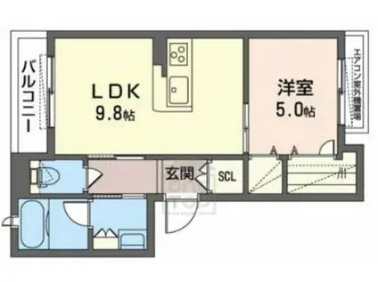 アルス豊中2(1LDK/3階)の間取り写真
