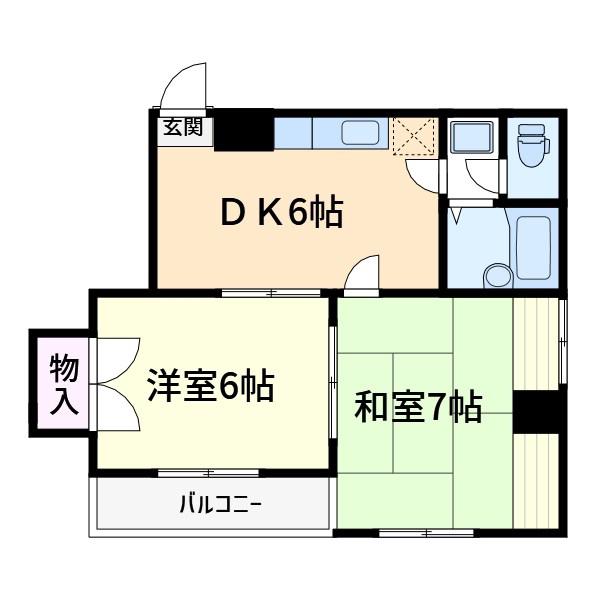グランレッド(2DK/2階)の間取り写真