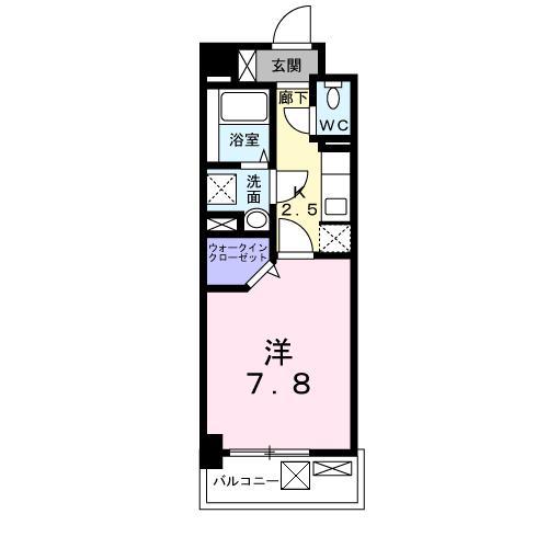 ロータス青山Ⅱ(1K/2階)の間取り写真