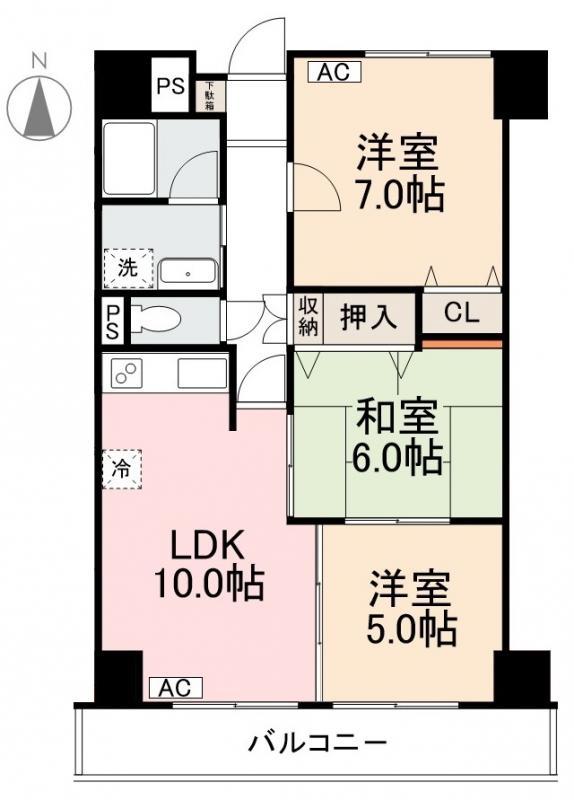 第1星野ビル(3LDK/3階)の間取り写真