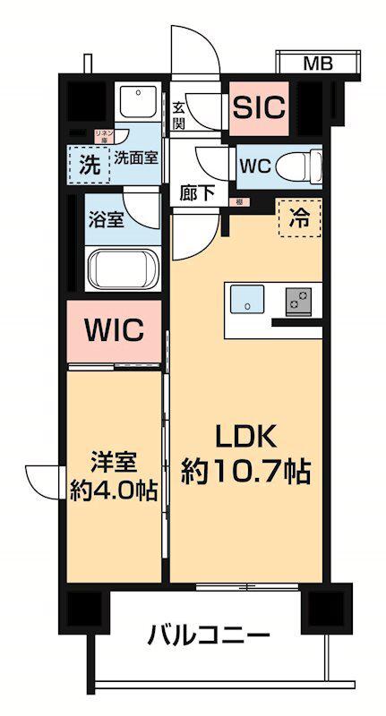 ARCOBALENO KAWASAKIDAISHIII(1LDK/10階)の間取り写真