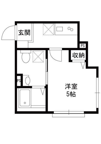 ミハルスカイヒルズ(1K/2階)の間取り写真