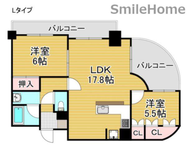 フェルザ住之江公園(2LDK/7階)の間取り写真
