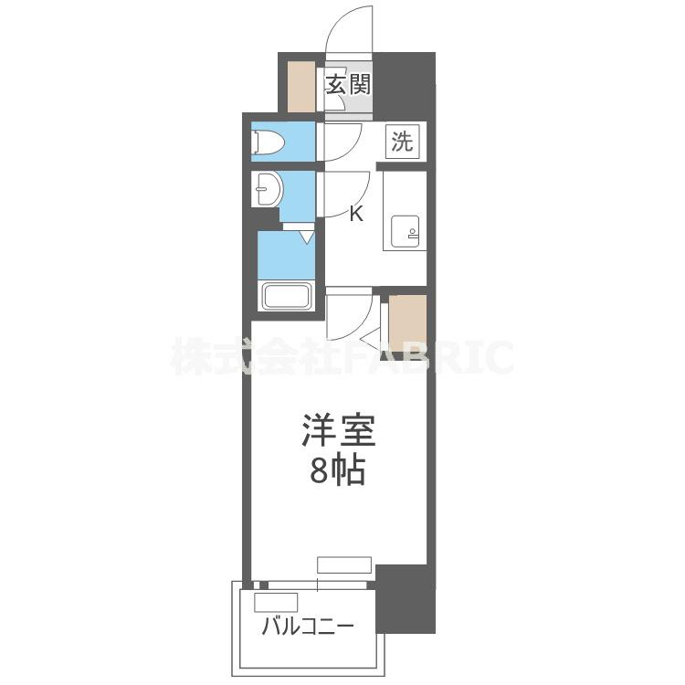 プレサンス芦原橋ヴィブラス(1K/2階)の間取り写真