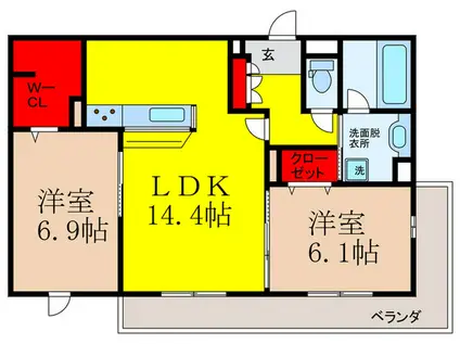 D-RESIDENCE南茨木II(2LDK/2階)の間取り写真
