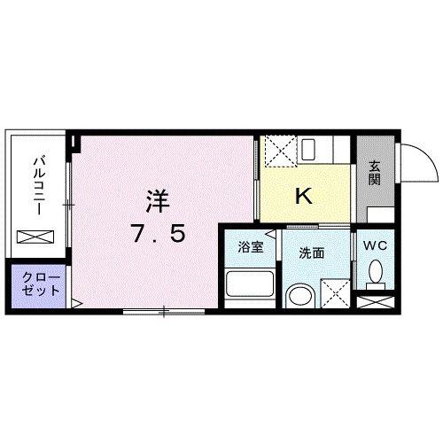 フォーシーズン西が丘(1K/2階)の間取り写真