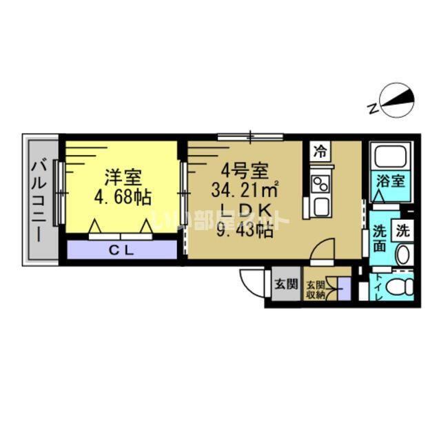 YSA薬園台(1LDK/1階)の間取り写真