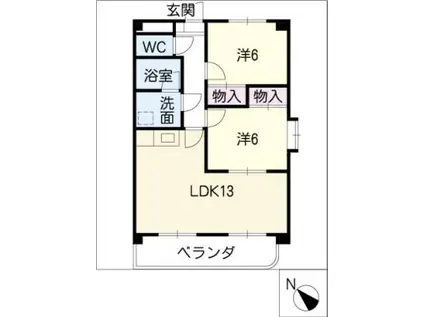 シェ・ドゥーヴル(2LDK/3階)の間取り写真