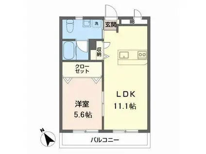 カーサウィル(1LDK/1階)の間取り写真