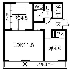トモエコーポ(2LDK/4階)の間取り写真