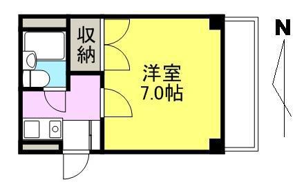 アベイユ福岡町パートII(1K/4階)の間取り写真