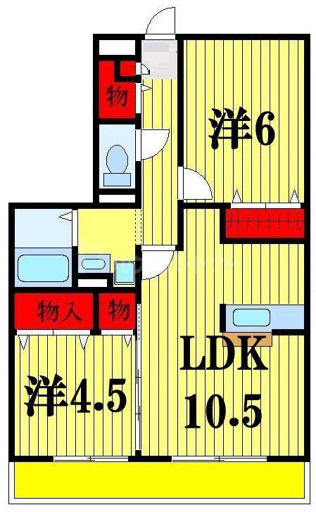 サニーウェル(2LDK/3階)の間取り写真
