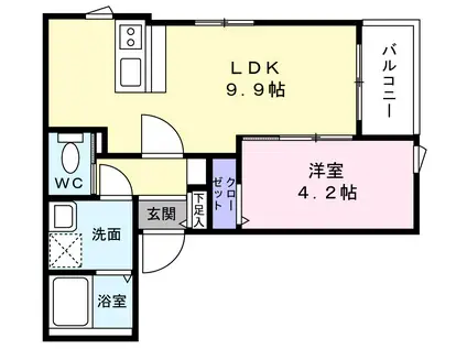 姪浜1丁目アパート(1LDK/3階)の間取り写真
