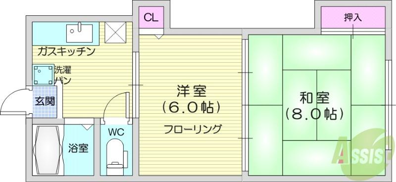 阿部コーポ(2K/1階)の間取り写真