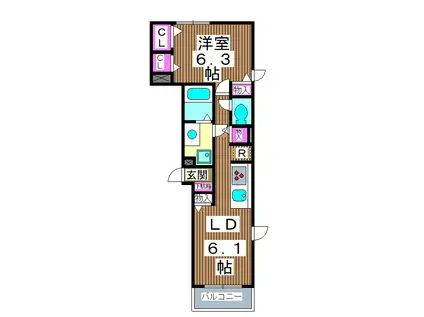 カーサ フィオーレ小竹町(1LDK/2階)の間取り写真