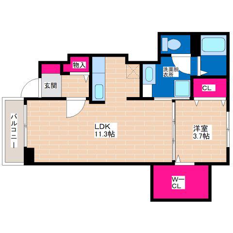 メゾン ソレイユ(1LDK/1階)の間取り写真