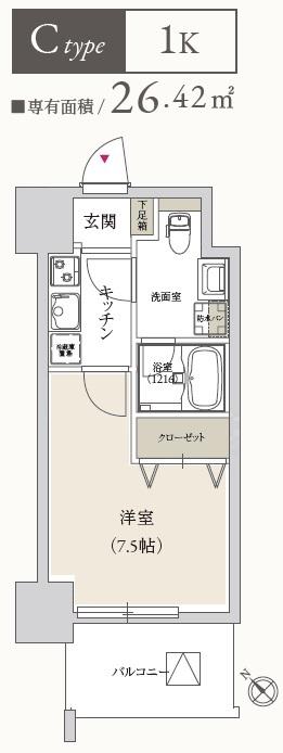プライマル月島(1K/5階)の間取り写真