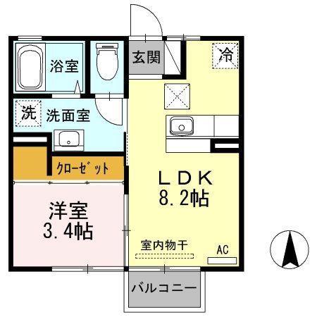 エクセルII(1LDK/1階)の間取り写真