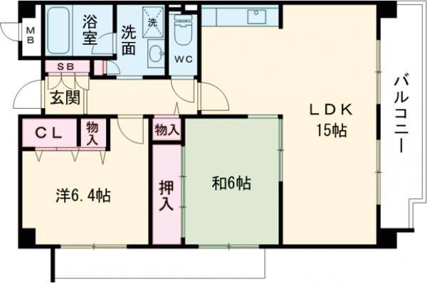シャルマンドミール(2LDK/2階)の間取り写真