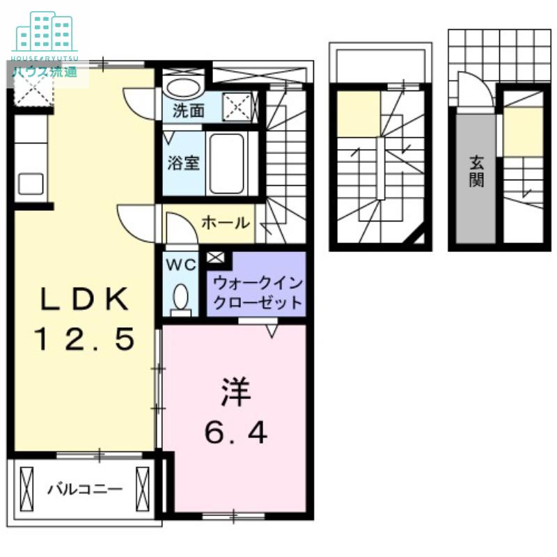 グランドソレイユ川内(1LDK/3階)の間取り写真