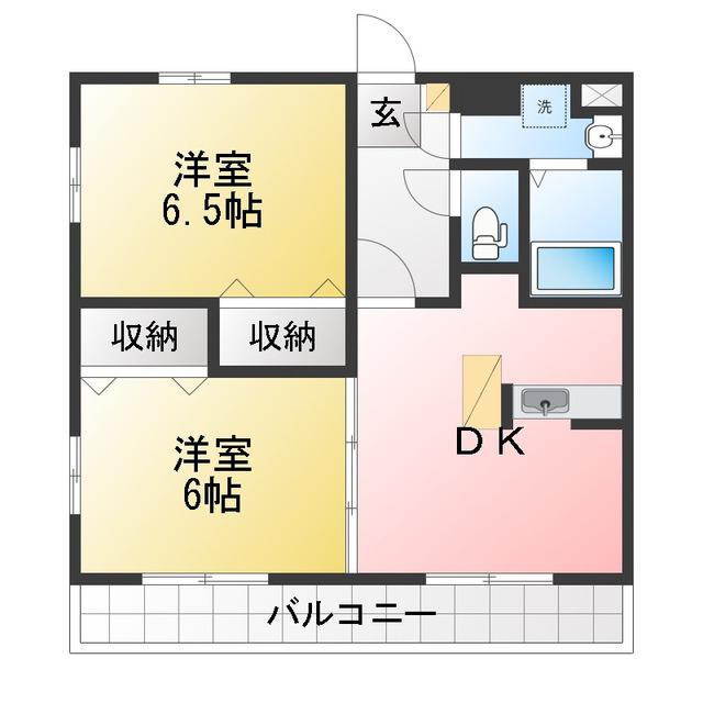 VIOLAマンション(2DK/1階)の間取り写真