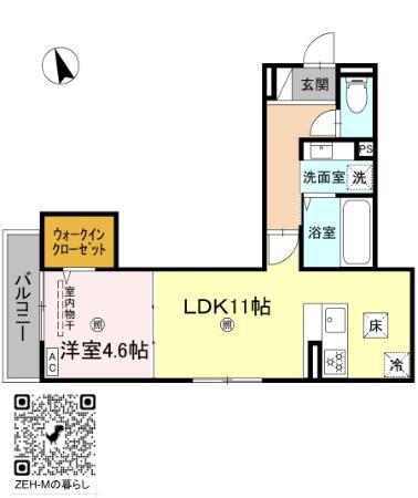 ファミールJII(1LDK/1階)の間取り写真