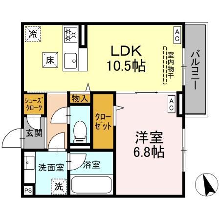 グランガーデン弘明寺(1LDK/1階)の間取り写真