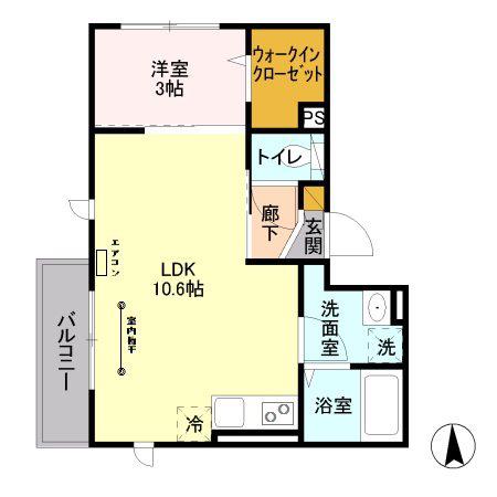 カーサフェリーチェ(1LDK/2階)の間取り写真