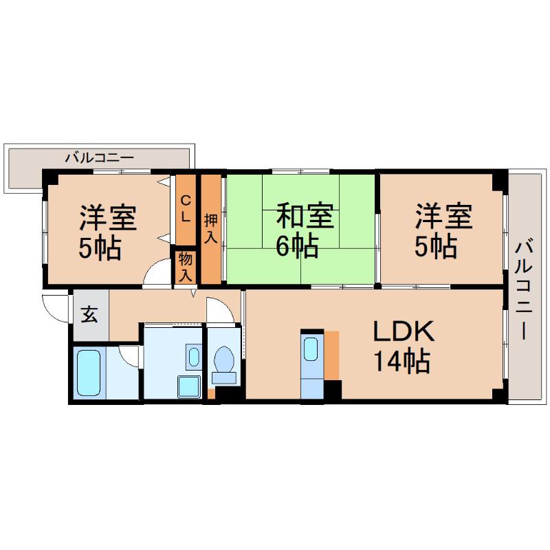 カーサ立花(3LDK/2階)の間取り写真