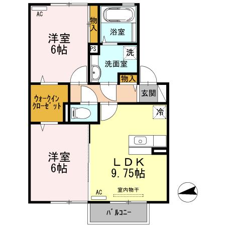 クレールとみあい202(2DK/2階)の間取り写真