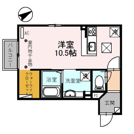 イルマーレ(ワンルーム/2階)の間取り写真