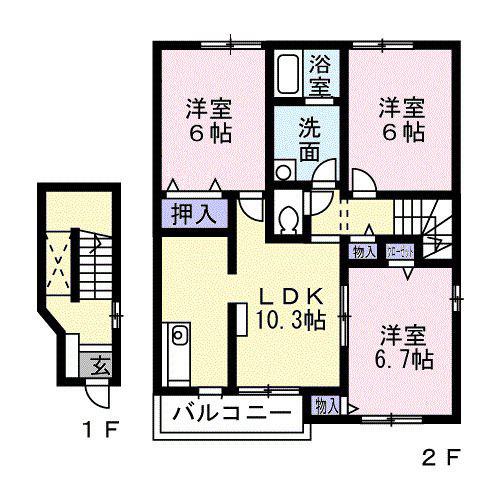 グレイスタウンC(3LDK/2階)の間取り写真