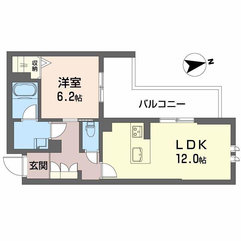 ジェイエイチエスプレミア学園前(1LDK/2階)の間取り写真