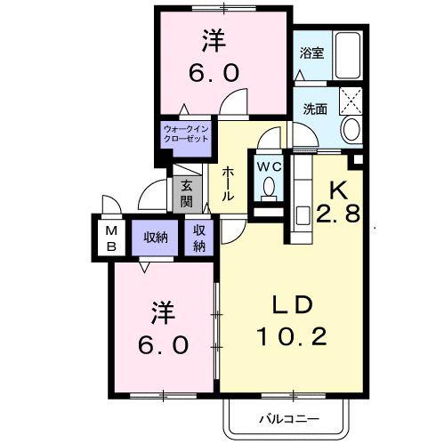 キャトルセゾンA(2LDK/4階)の間取り写真