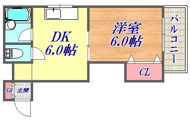 ハイツ生田(1DK/2階)の間取り写真