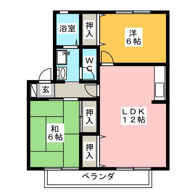 ルミエール六条 C棟(2LDK/2階)の間取り写真