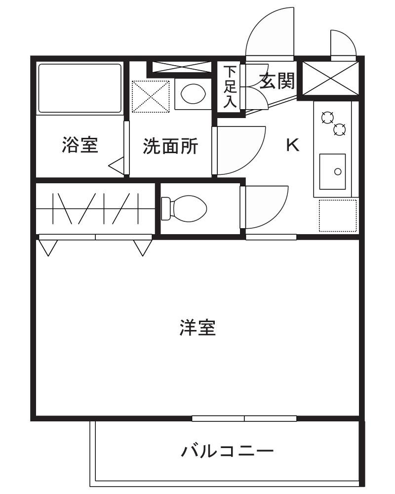 フォレストヒルズ宮崎台(1K/2階)の間取り写真