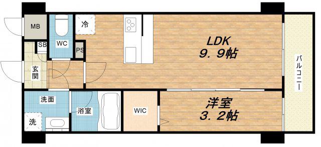 エクセルシア天神橋(1LDK/6階)の間取り写真