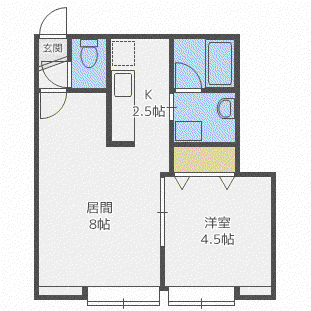 月寒パークヴィラ(1LDK/3階)の間取り写真