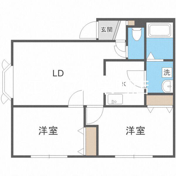 オリエンス11-B(2LDK/3階)の間取り写真