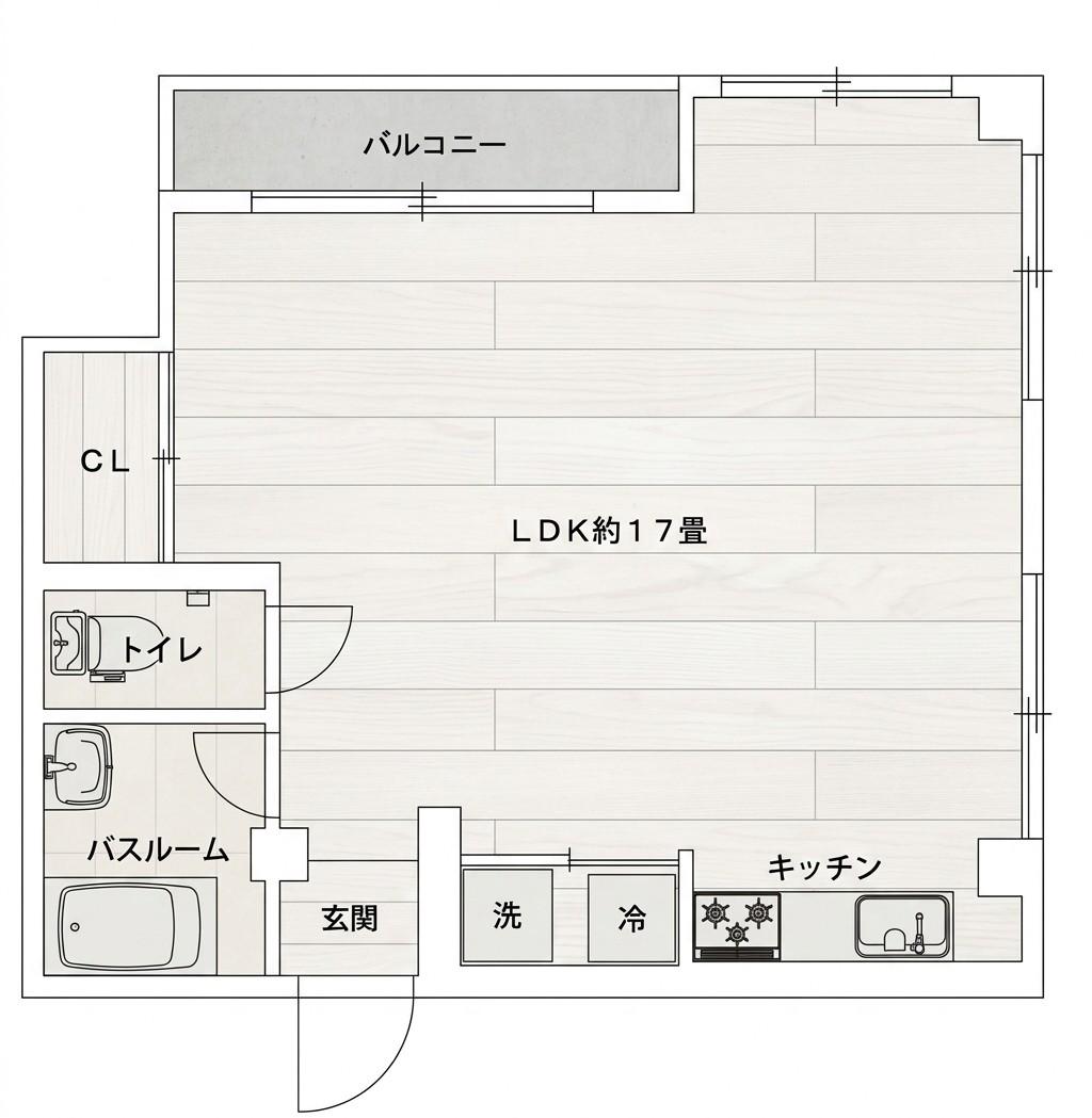 パールハイム(ワンルーム/4階)の間取り写真