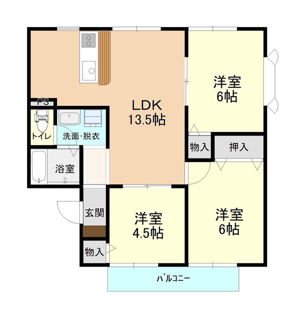 レークヒル大内(3LDK/1階)の間取り写真