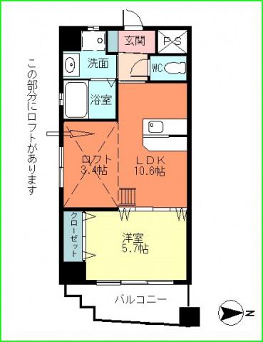 ピアチェーレ舟入(1LDK/7階)の間取り写真