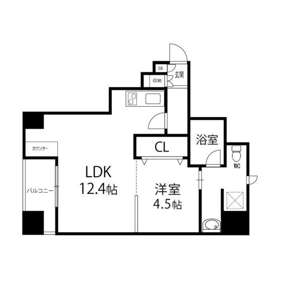 レムナント晩翠(1LDK/9階)の間取り写真