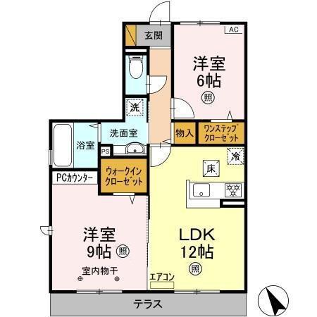 エスポワールソレーユ(2LDK/1階)の間取り写真