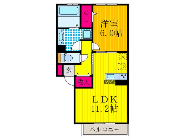 パレット喜里川(1LDK/1階)の間取り写真