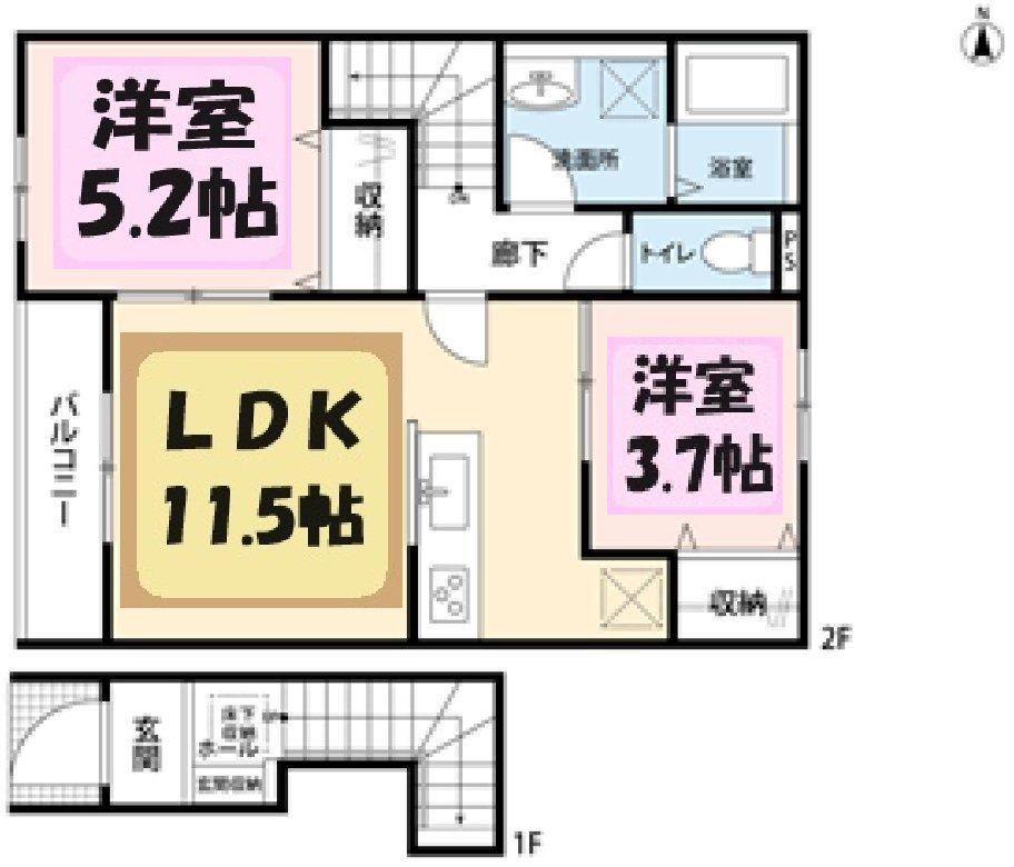 リーブルファイン鷲宮駅II(2LDK/2階)の間取り写真