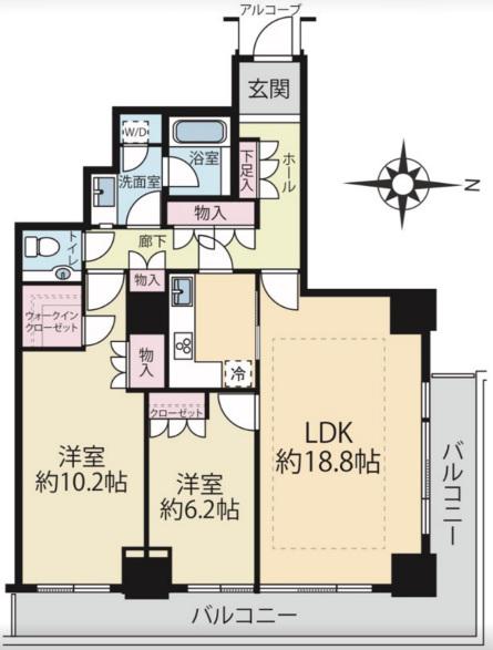 恵比寿ガーデンテラス壱番館(2LDK/16階)の間取り写真