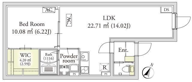 カーサフェリーチェ自由が丘(1LDK/B1階)の間取り写真